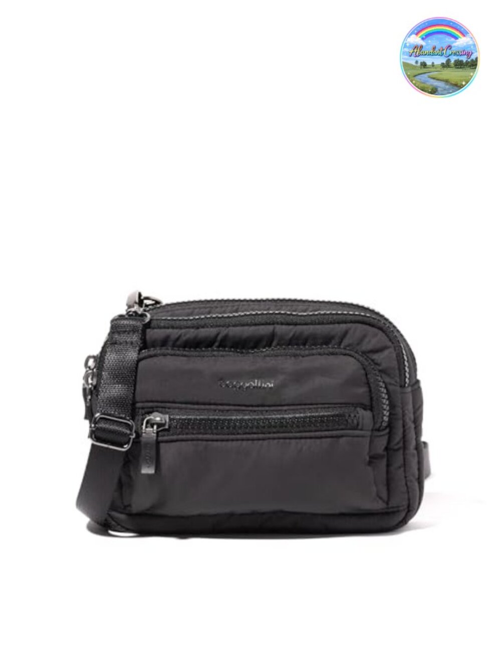 Baggallini Triple Zip Small Crossbody Bag - Lightweight Convertible Belt Bag